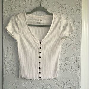 American Eagle Ribbed Button-Up Top